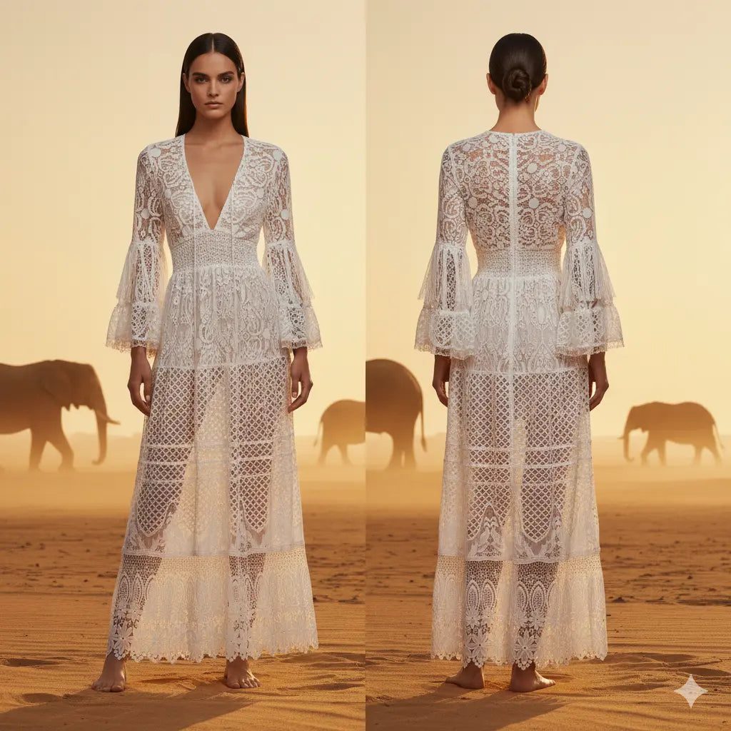 White Jace Long Dress Marcella Acosta Couture Collection