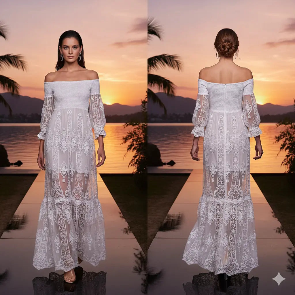 Long White Dress Marcella Acosta Couture Collection