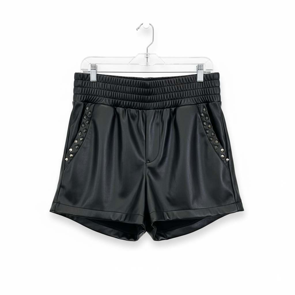 Black Short Faux Leather