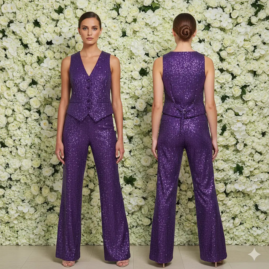 Hand-Made Sequence Vest Purple Marcella Acosta Couture Collection