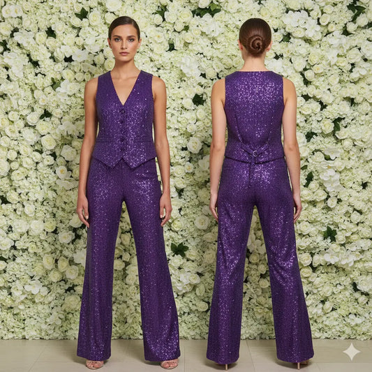 Hand-Made Sequence Vest Purple Marcella Acosta Couture Collection