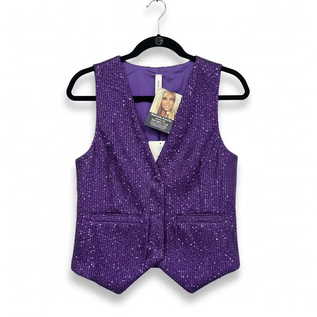 Hand-Made Sequence Vest Purple Marcella Acosta Couture Collection