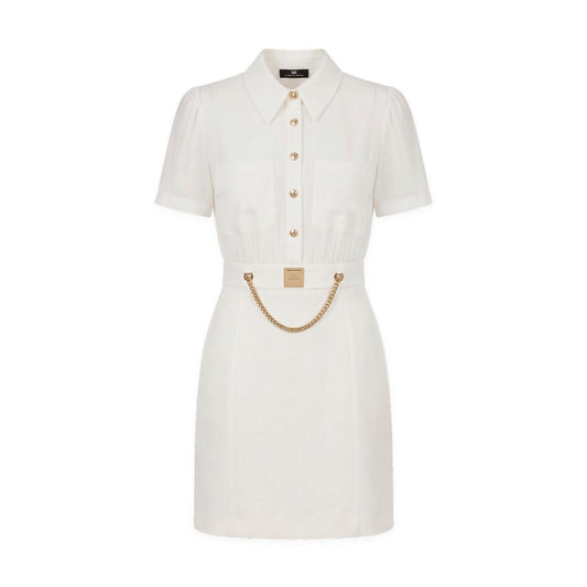 White Stretch Cotton Silk Dress