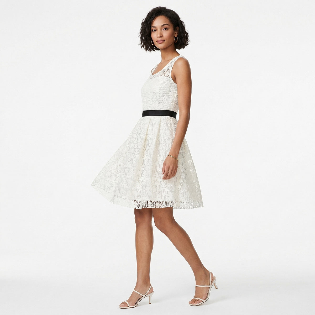 White Princess Dress Chess with Black Touches