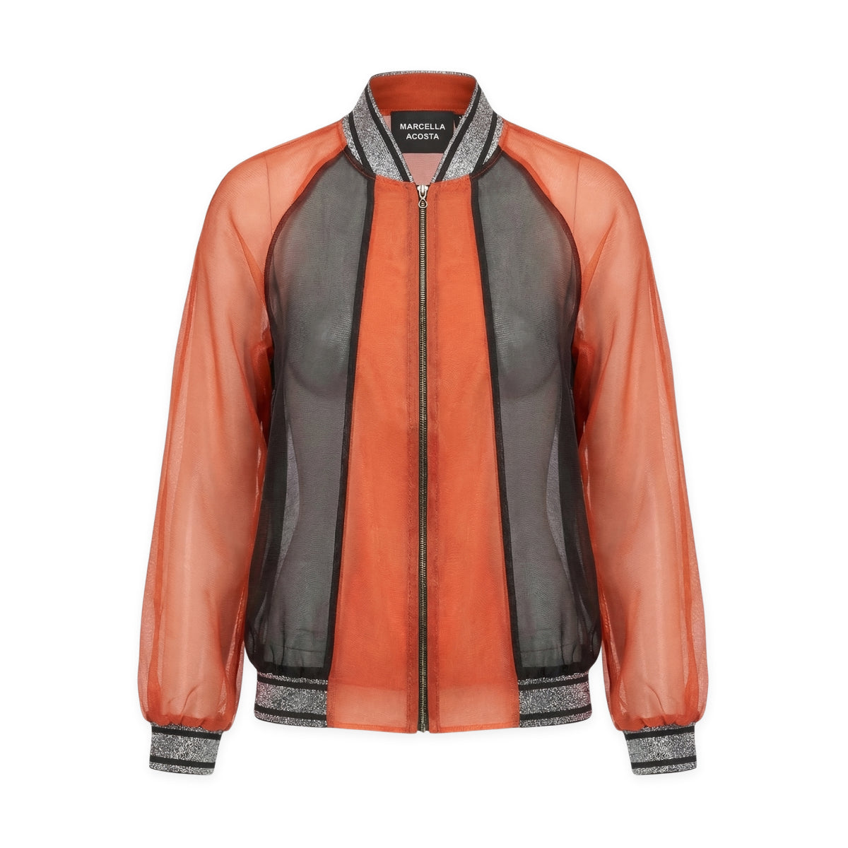 Orange Silk Organza Transparent Jacket