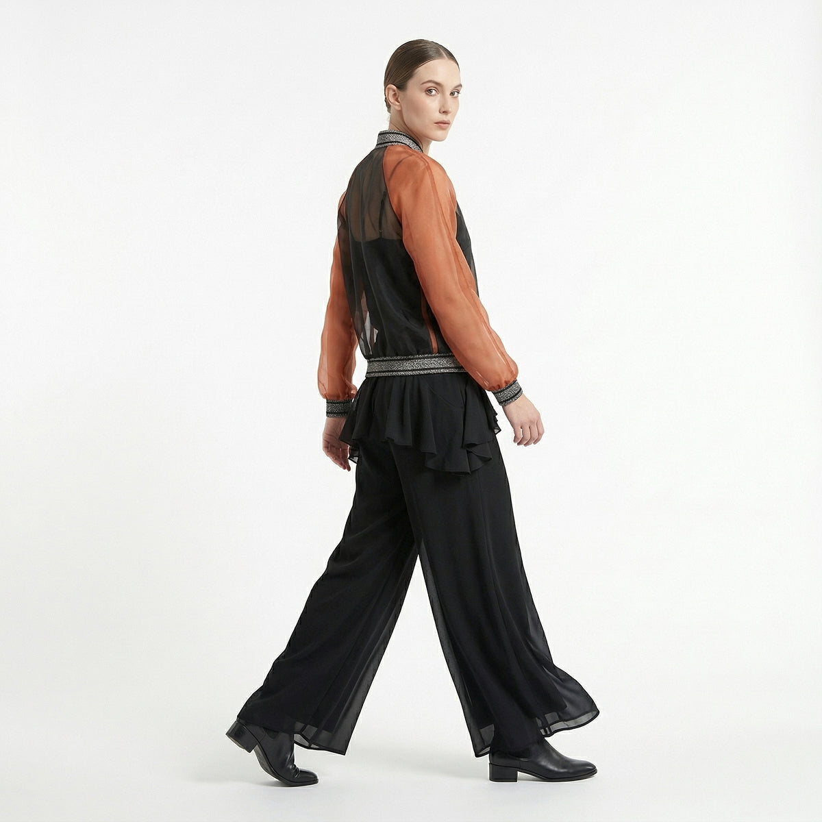 Orange Silk Organza Transparent Jacket