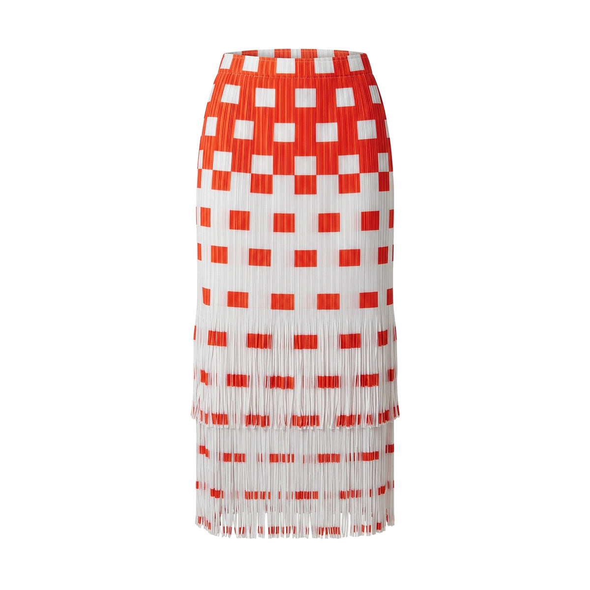 Orange and White Top with Skirt and Fringes