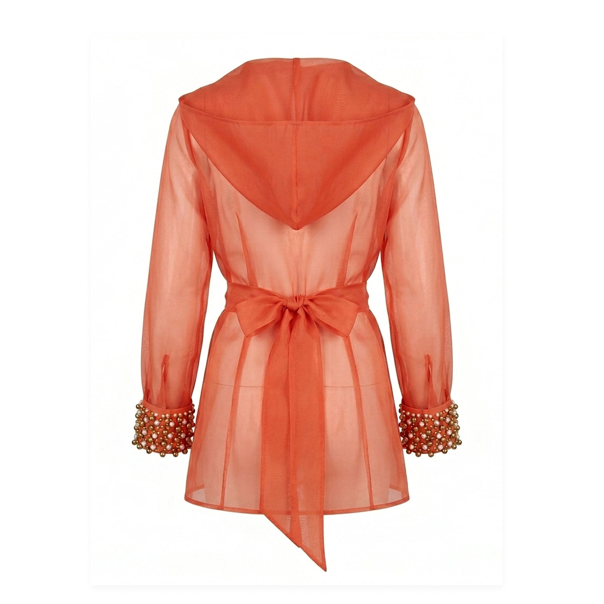Dark Orange Silk Organza With Swarovski Transparent Jacket
