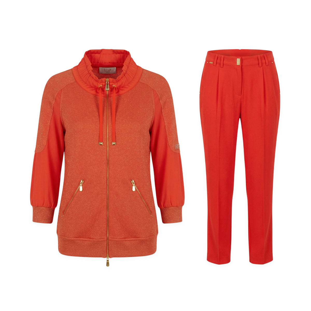 Orange Jacket Top and Silk Pants