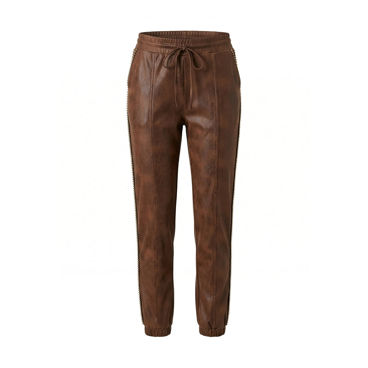 Brown Leather Jacket and Pants Madonna Set