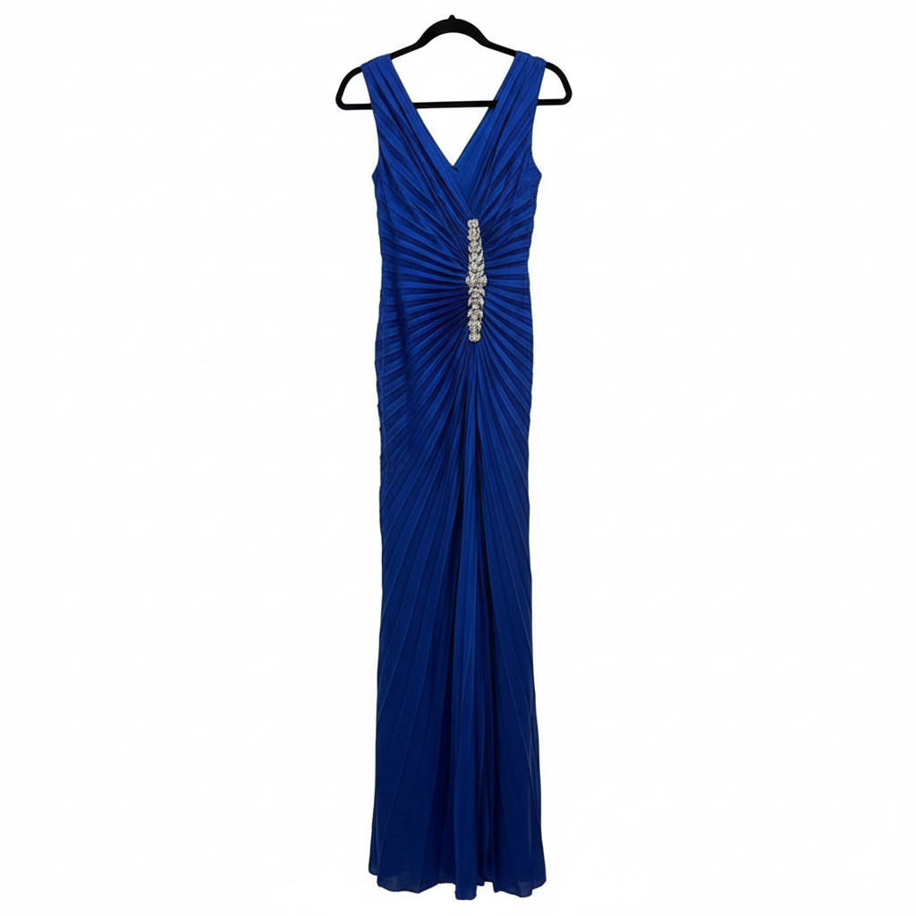 Ferventi Long Blue Silk Gown Dress