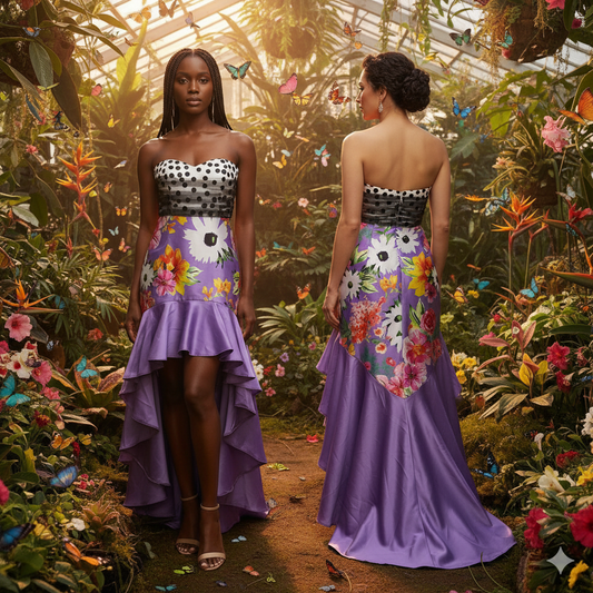 Gai Mattiolo Short and Long Dress in Taffeta.