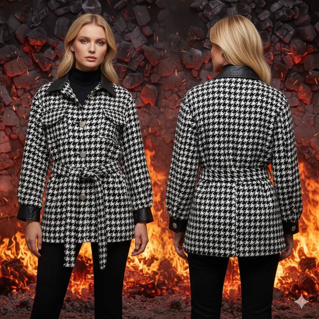 Black and White 3/4 Coat Marcella Acosta Couture Collection