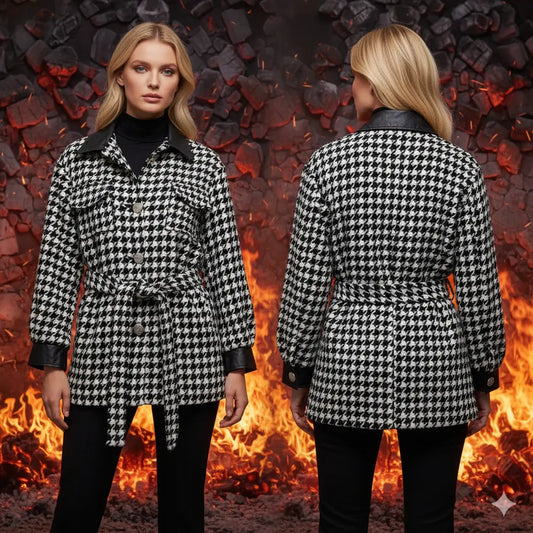 Black and White 3/4 Coat Marcella Acosta Couture Collection