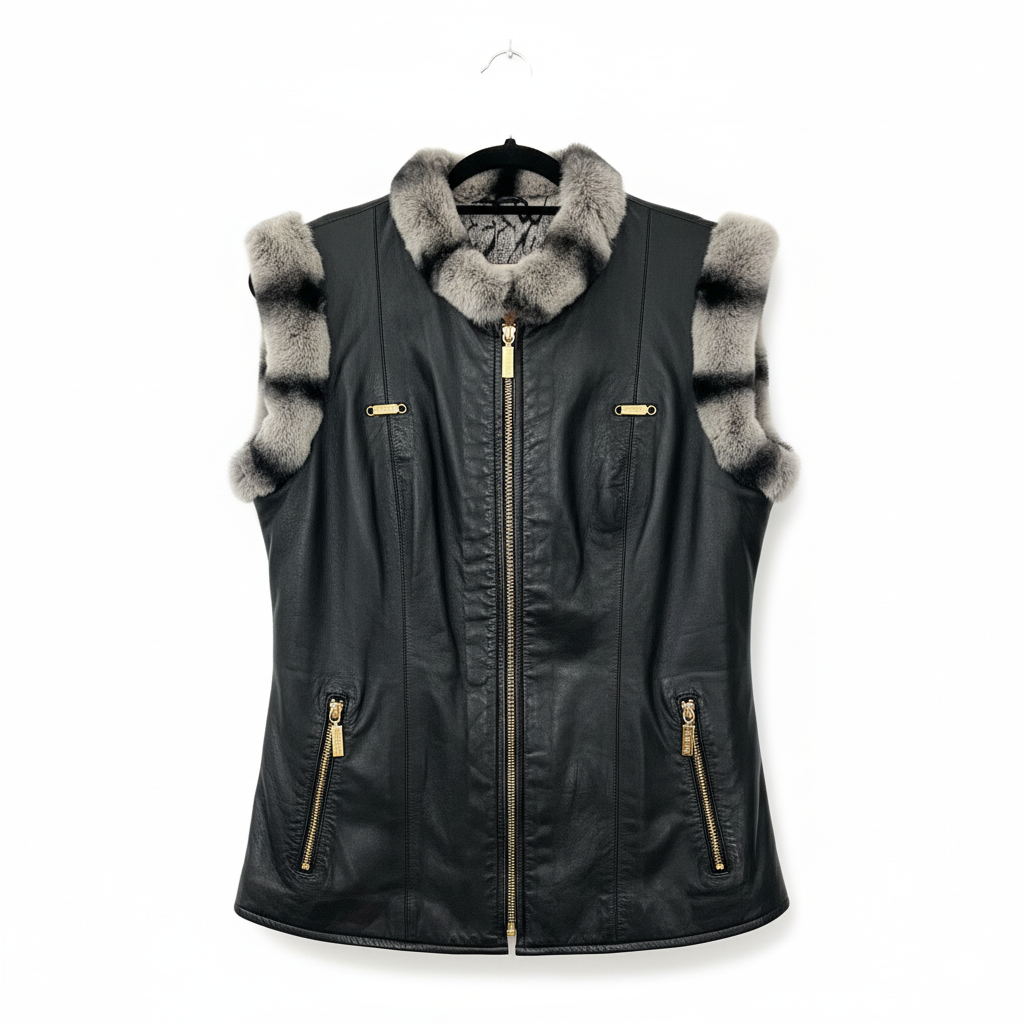 Zilli Giletto Chinchilla and Leather Reversible Zipper Sleeveless Jacket