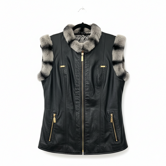 Zilli Giletto Chinchilla and Leather Reversible Zipper Sleeveless Jacket