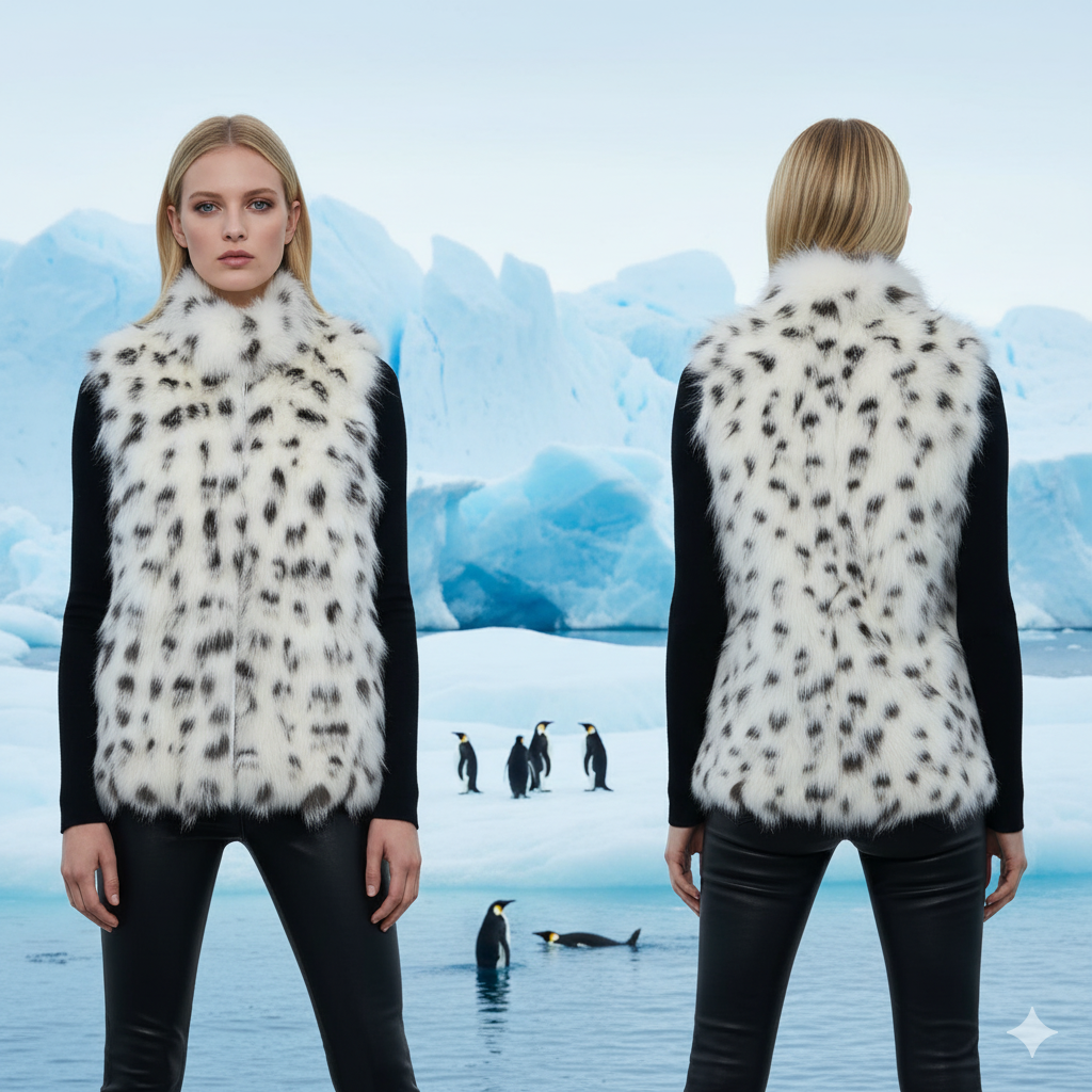Marcella Acosta White and Black Lynx Real Fur