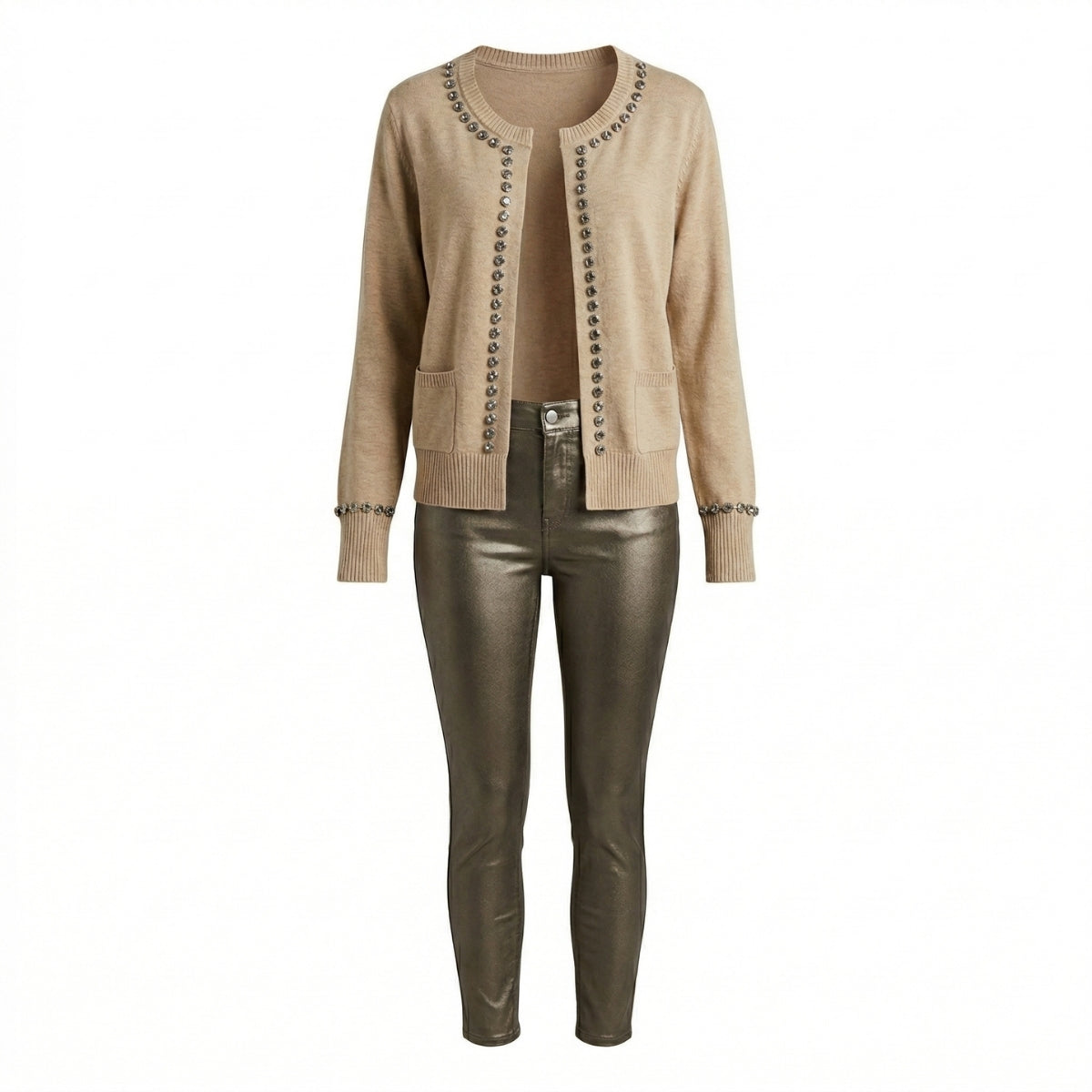 Turtle Neck Stone Beige Sweater Pant Sets