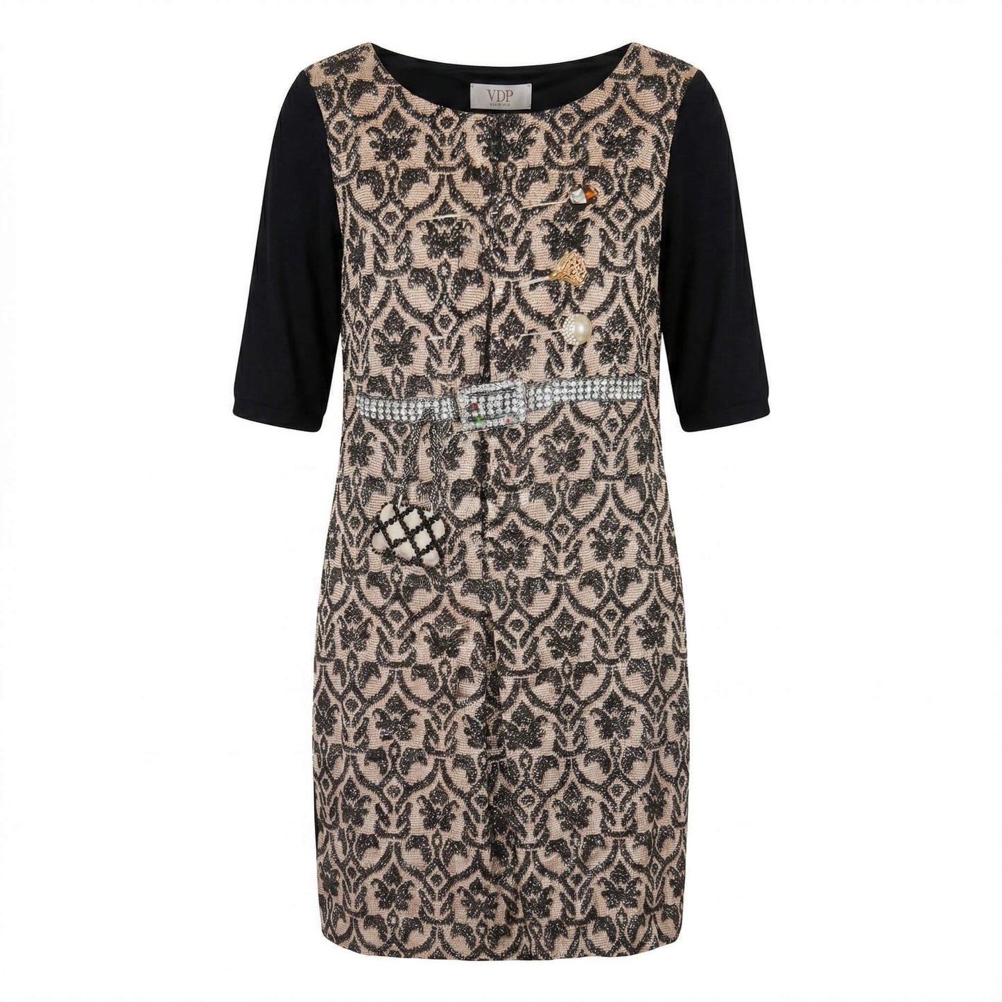 Silk Black and Beige Dress