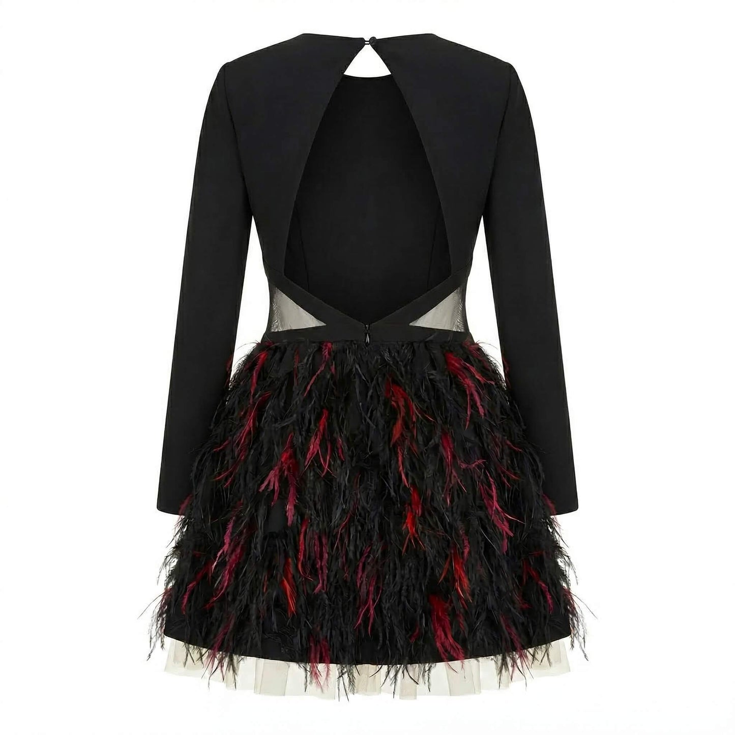 Black Mini Dress With Feathers