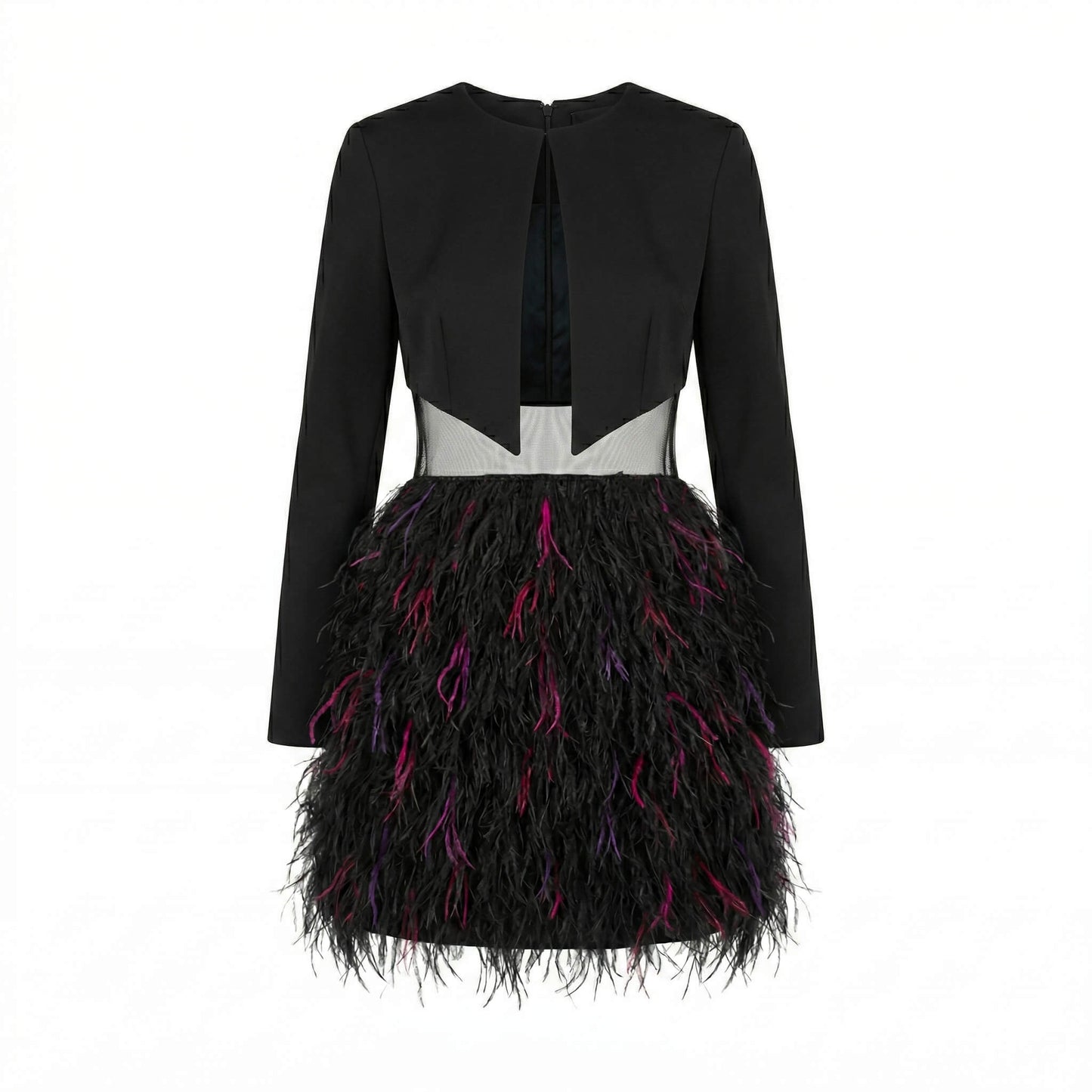 Black Mini Dress With Feathers