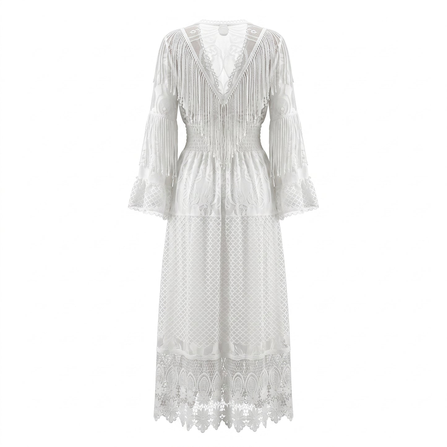 White Lace Long Cotton Dress