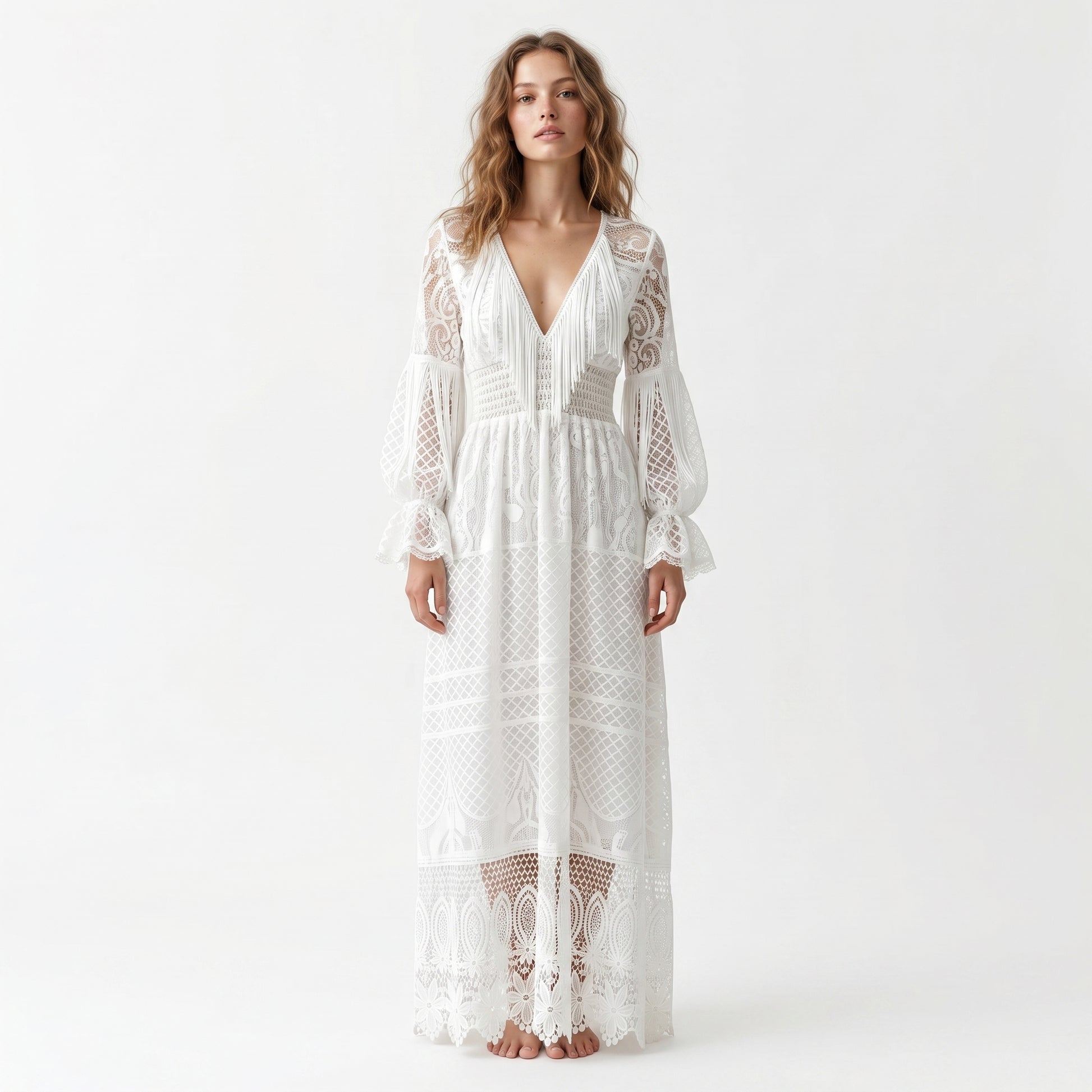 White Lace Long Cotton Dress – Marcella Acosta