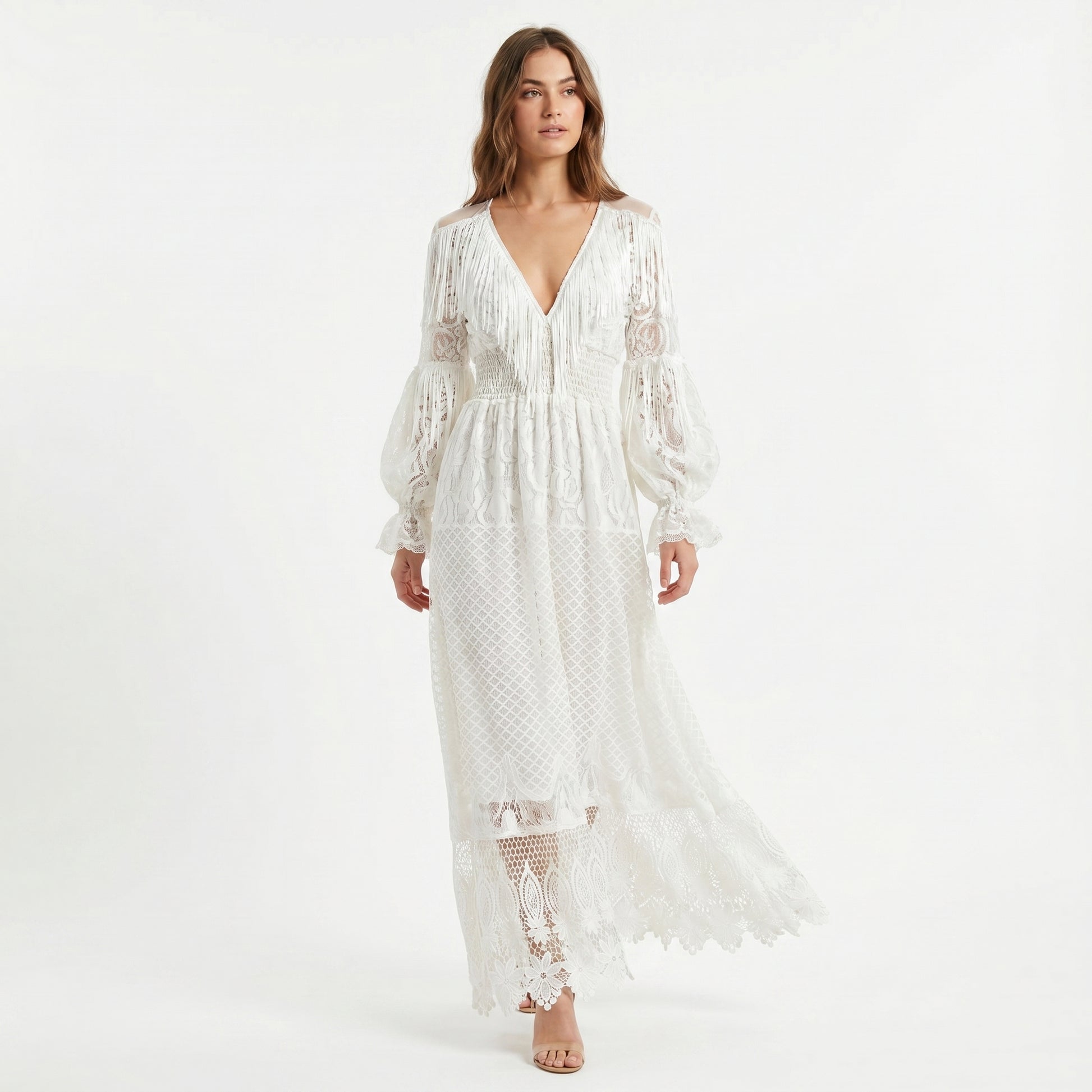 White Lace Long Cotton Dress – Marcella Acosta