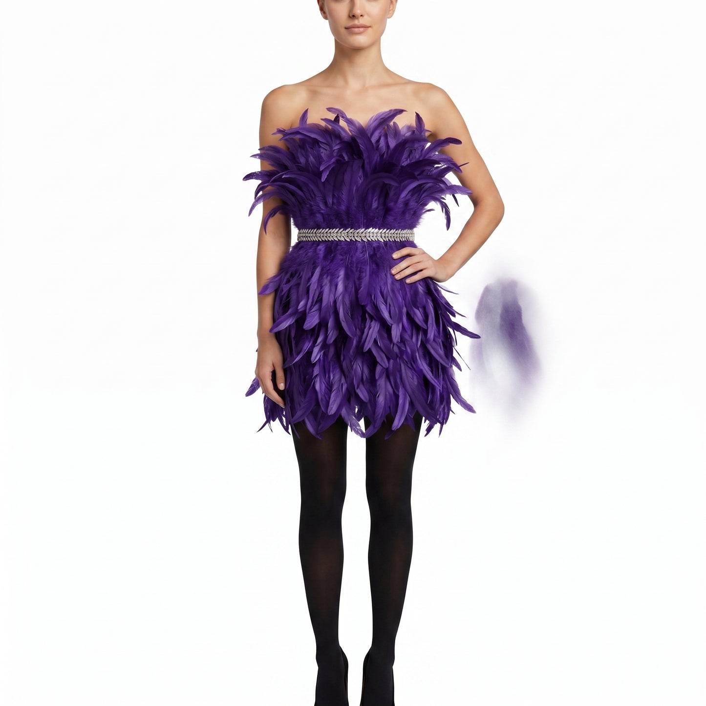 Feather Purple Mini Dress