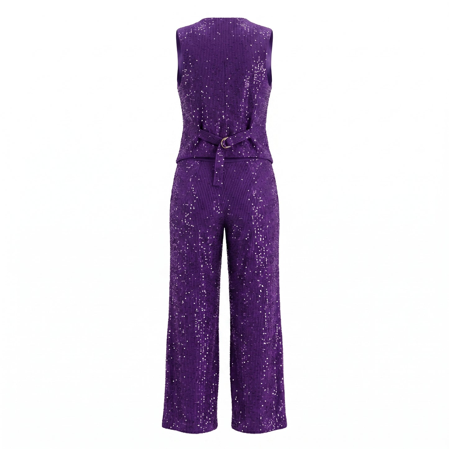 Hand-made Sequins Purple Pants + Vest