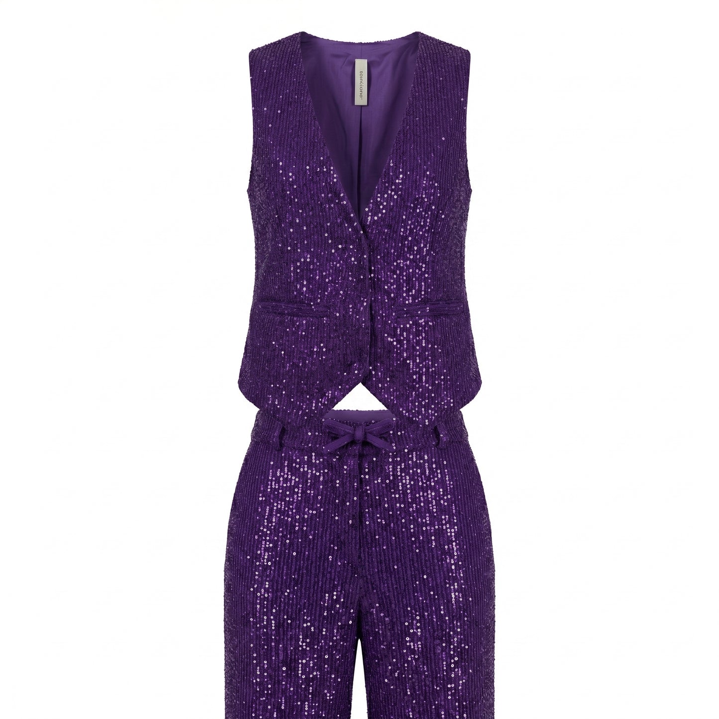 Hand-made Sequins Purple Pants + Vest