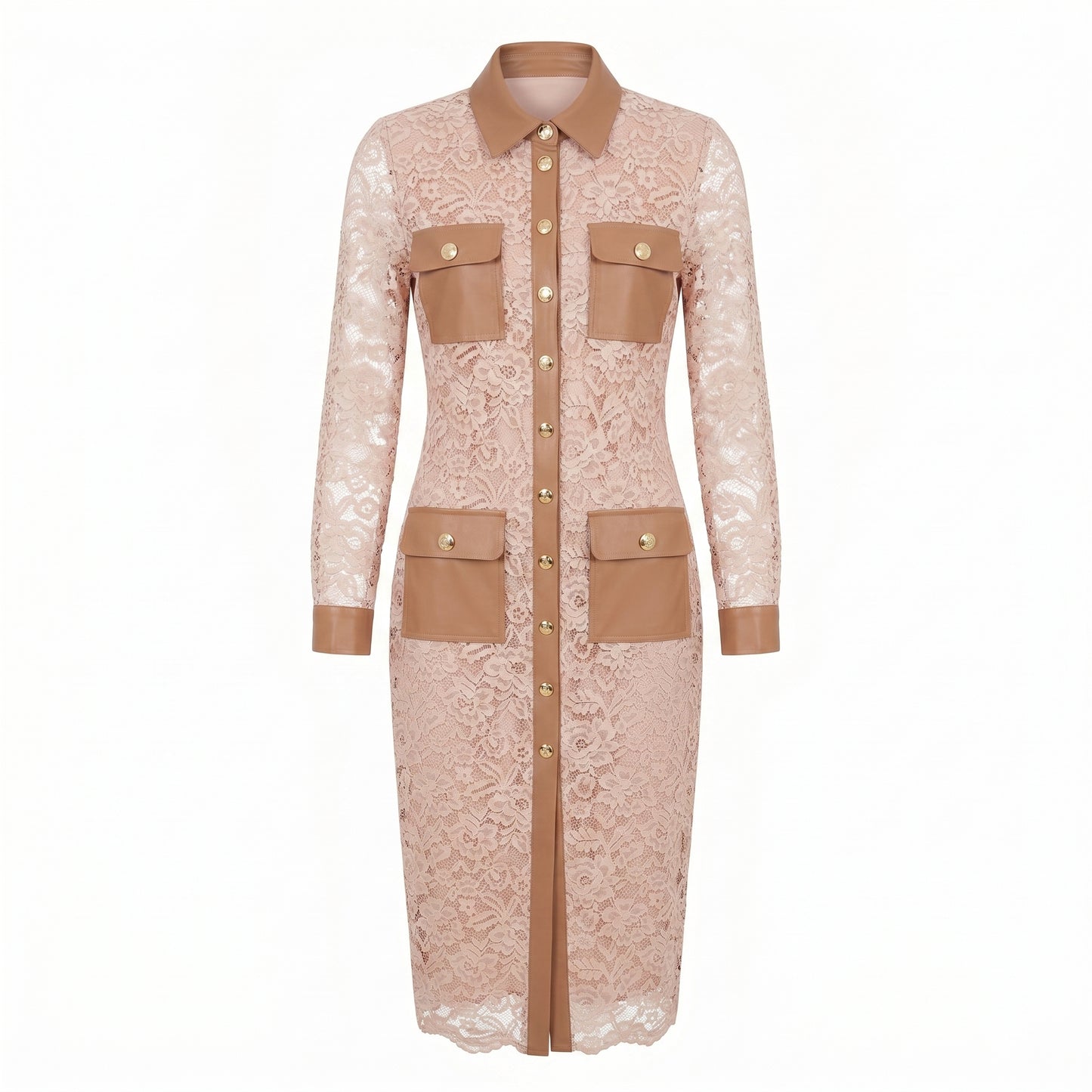Lace Beige and Faux Leather