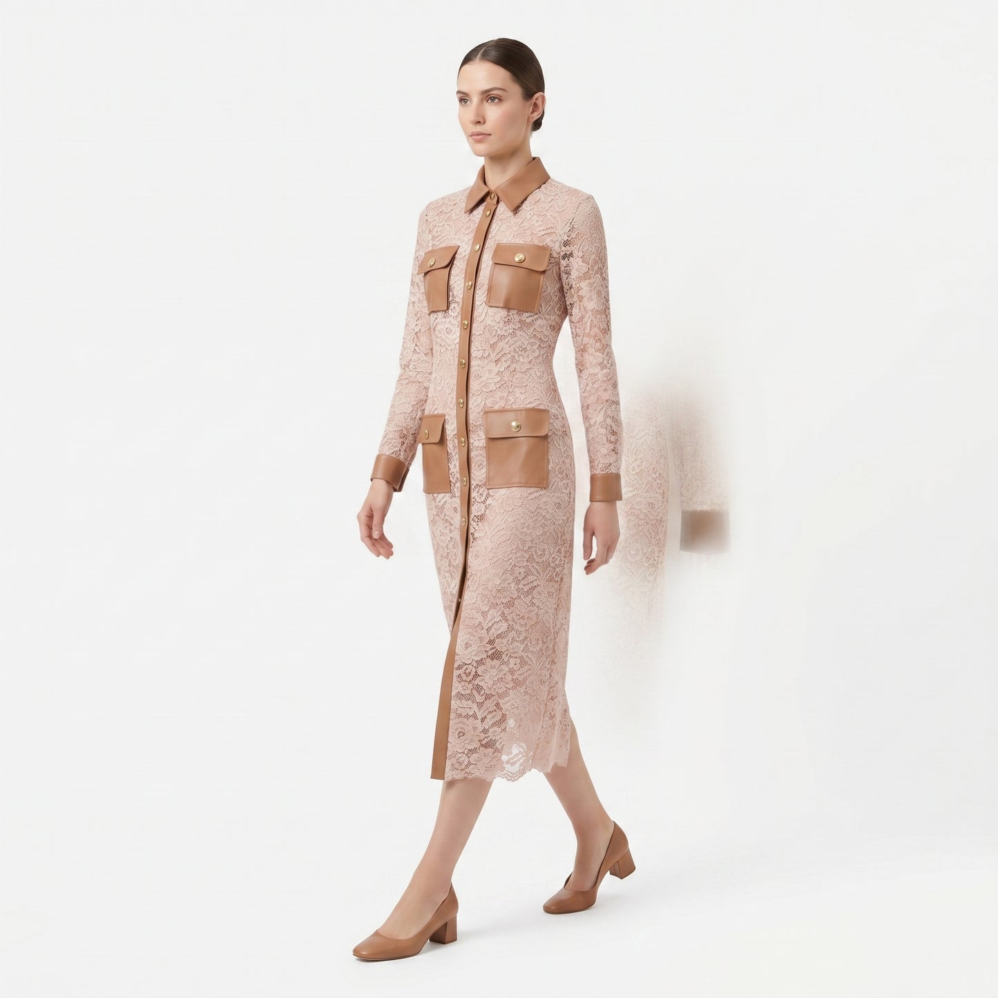 Lace Beige and Faux Leather