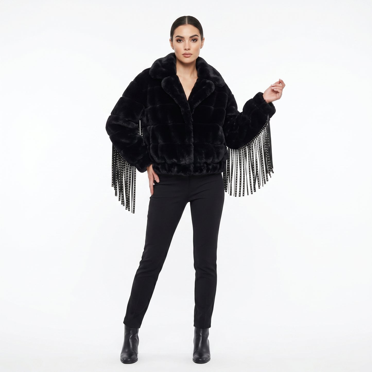 Faux Fox Fur Black Jacket