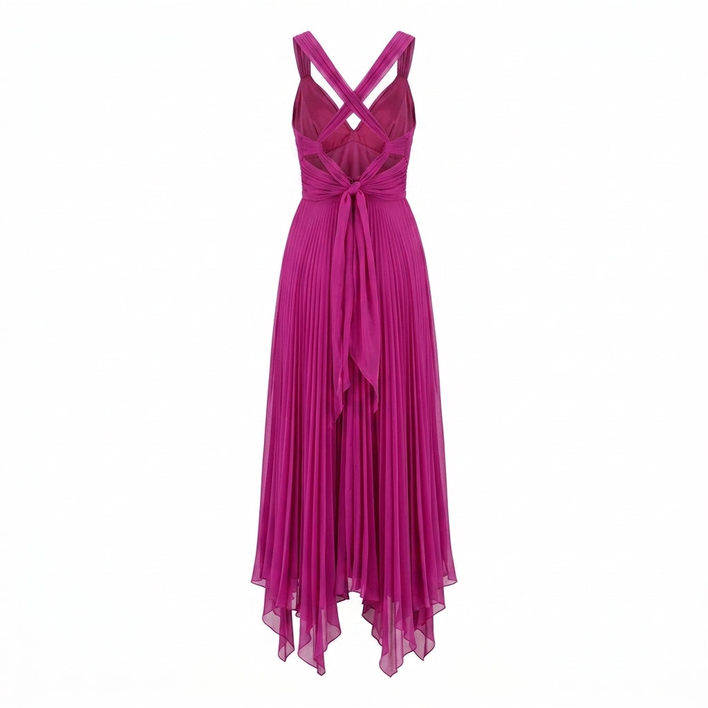 Fuchsia Silk Chiffon Long Gown