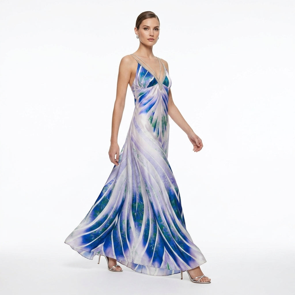 Silk Blue Long Dress