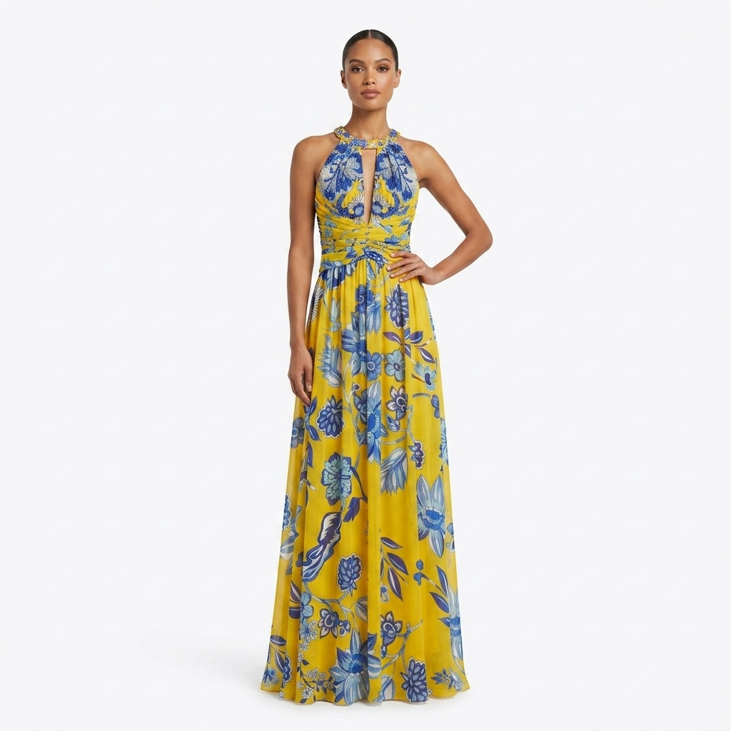 Yellow and Blue Long Dress