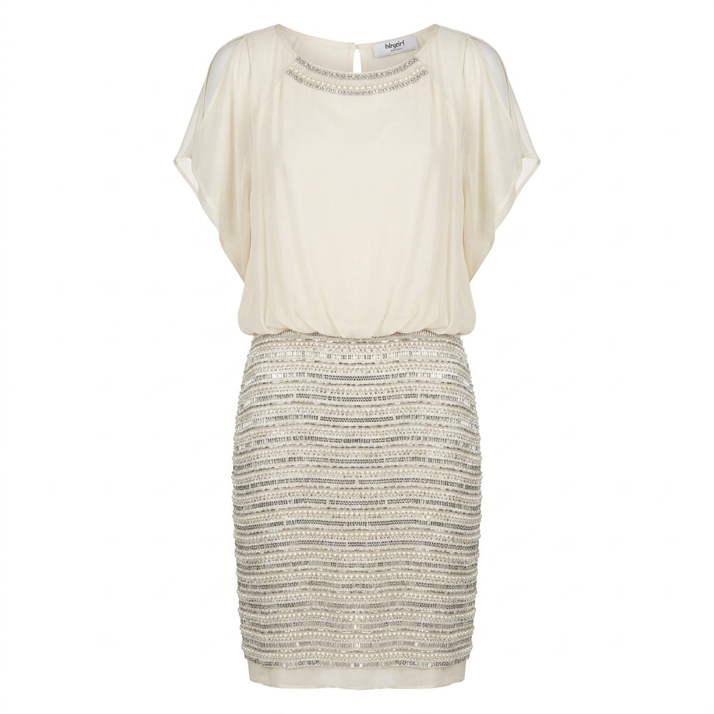 Silk Chiffon Embroidered Dress with Sequins, Handmade