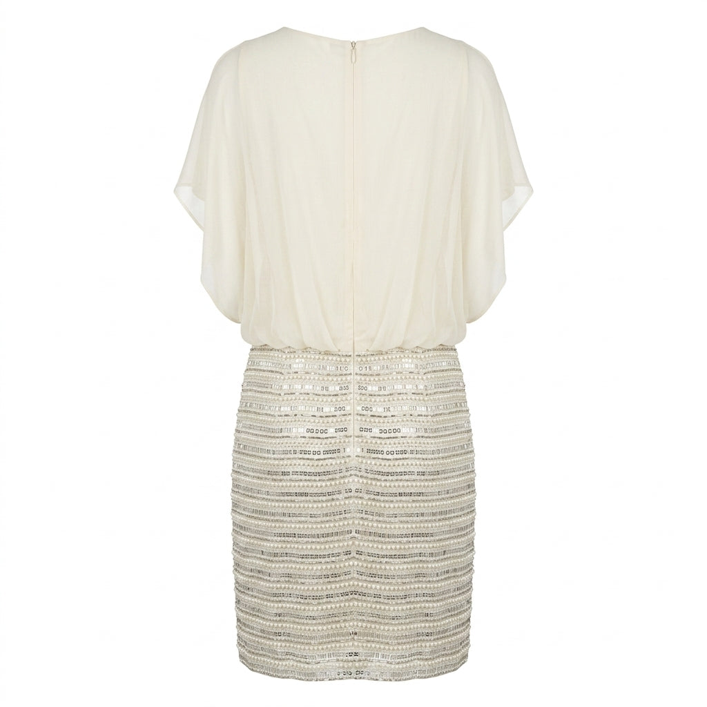 Silk Chiffon Embroidered Dress with Sequins, Handmade