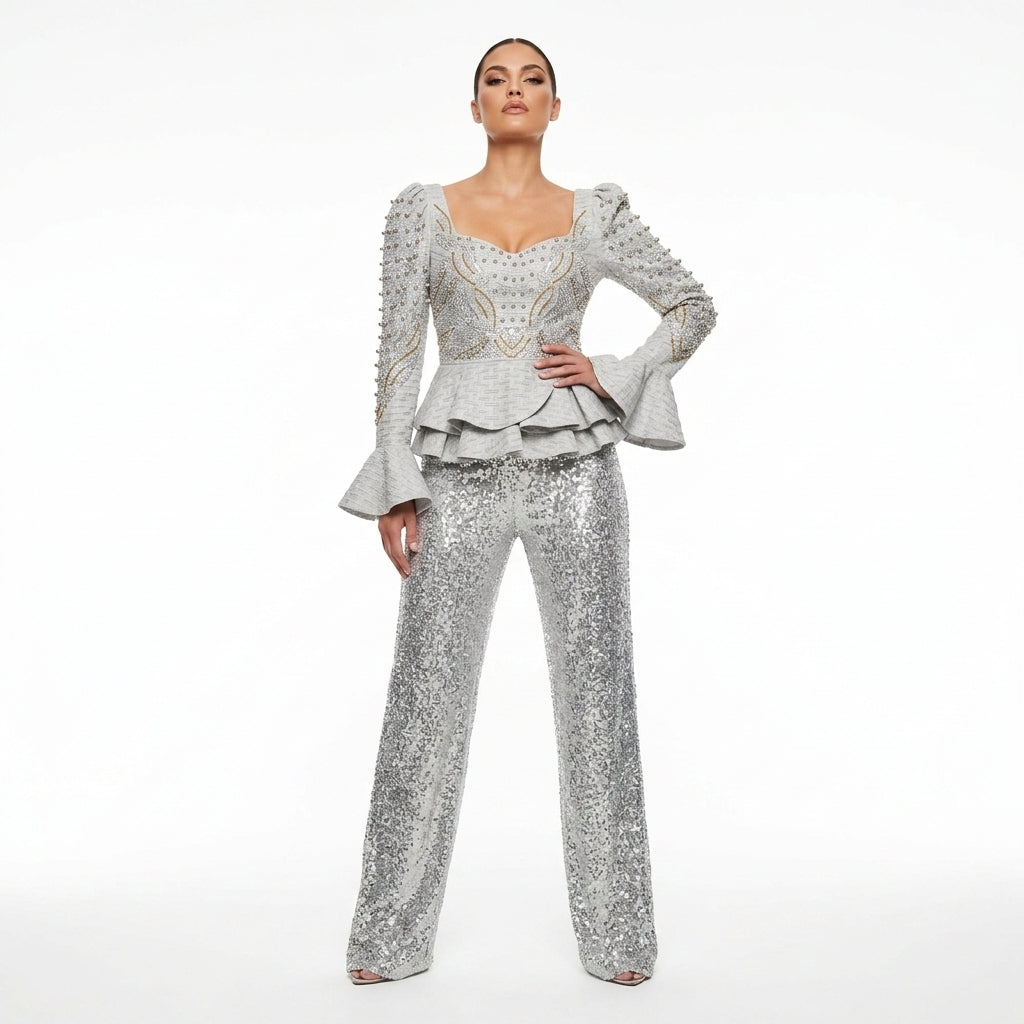 Glamorous Silver Sequin Pants