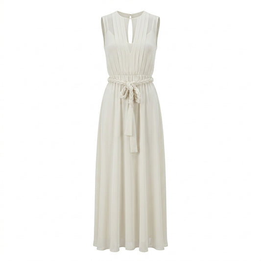 White Long Dress Pleated