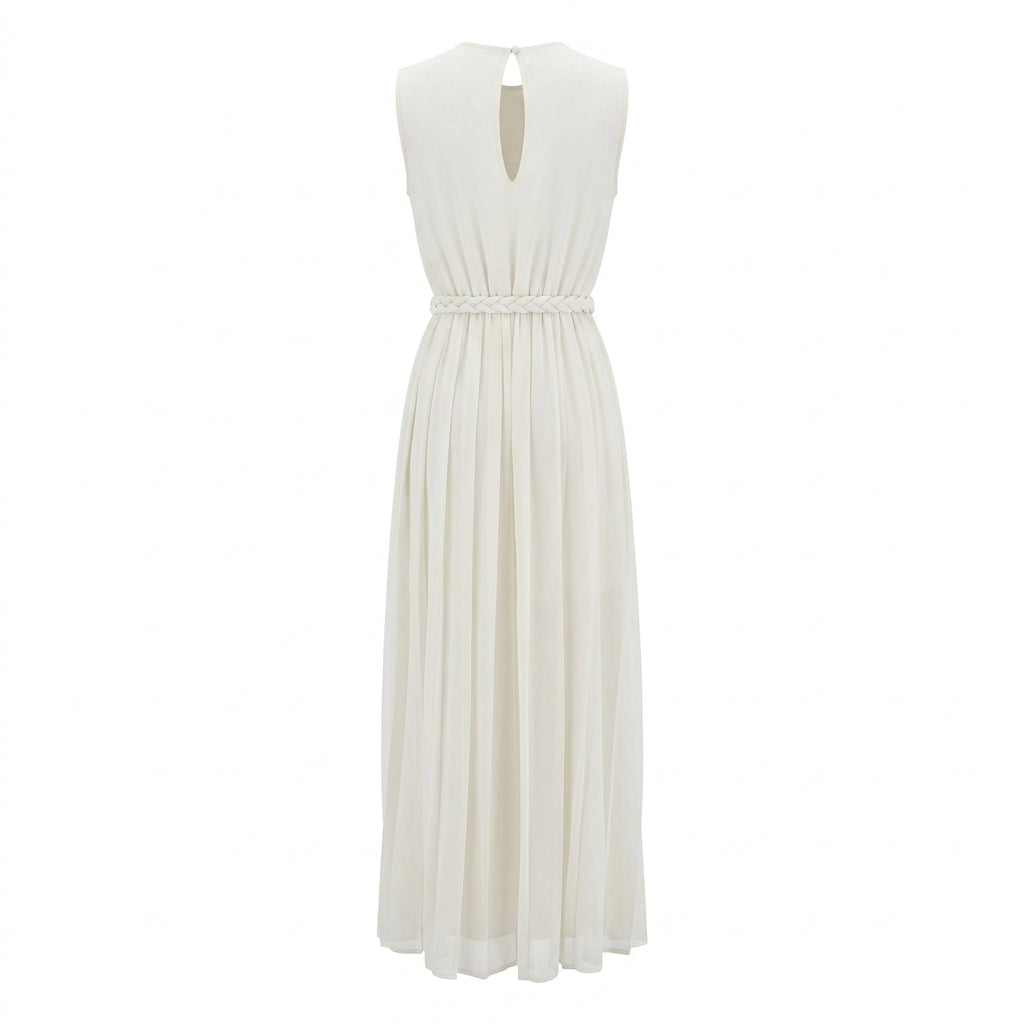 White Long Dress Pleated