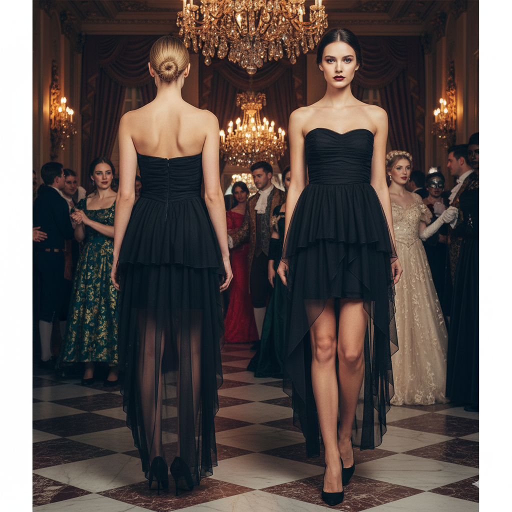 Odietam Black Strapless Tulle Dress