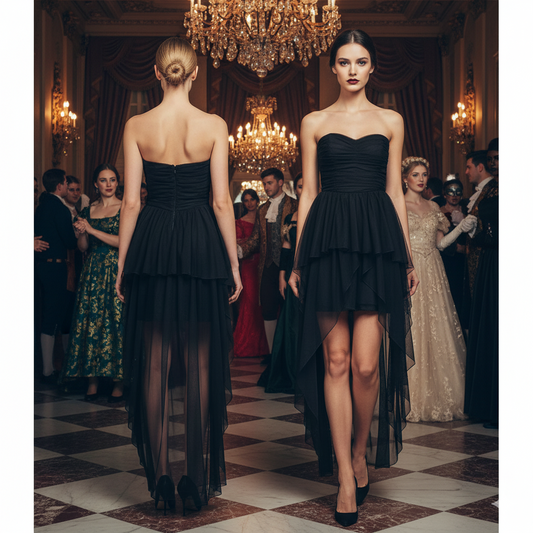 Odietam Black Strapless Tulle Dress