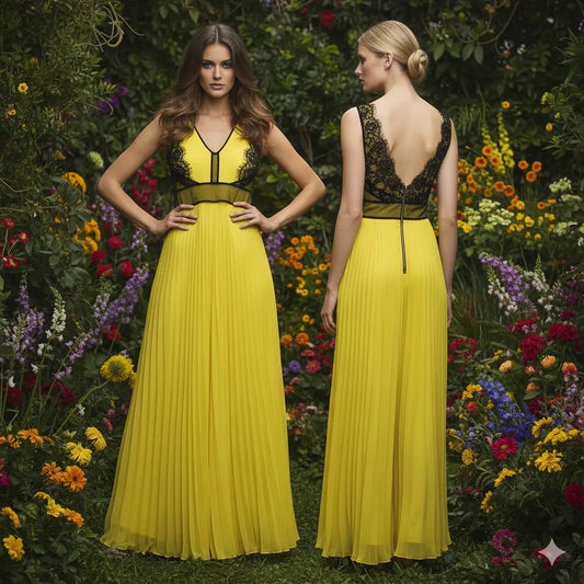 Yellow Black Lace Marcella Acosta Couture Collection