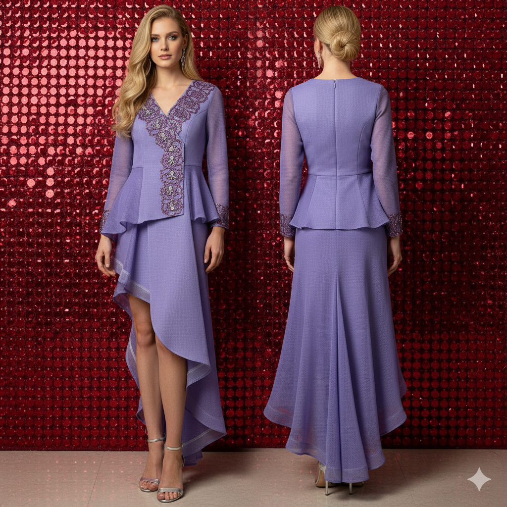 SOFIA SENNA Purple Blazer Long Dress
