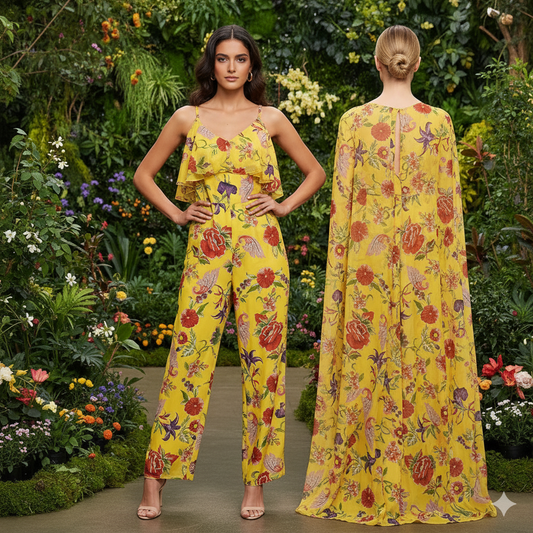 Yellow Jumpsuit Gail Mattiolo Floral Print