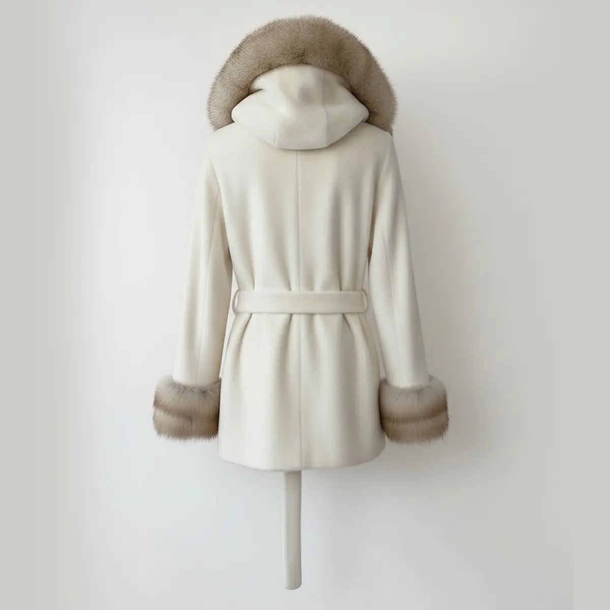 Real Fox, and Alcantara Big White Coat Marcella Acosta Couture Collection