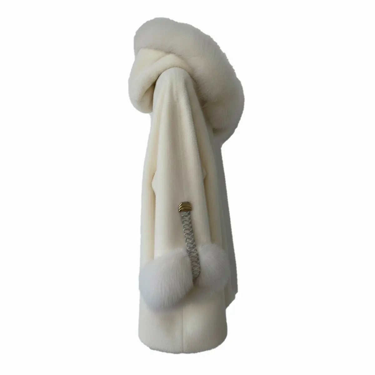 Long White Jacket with Fox Alcantara and Snake Skin Marcella Acosta Couture Collection