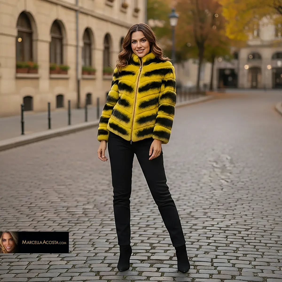Chinchilla Yellow Jacket Marcella Acosta Couture Collection